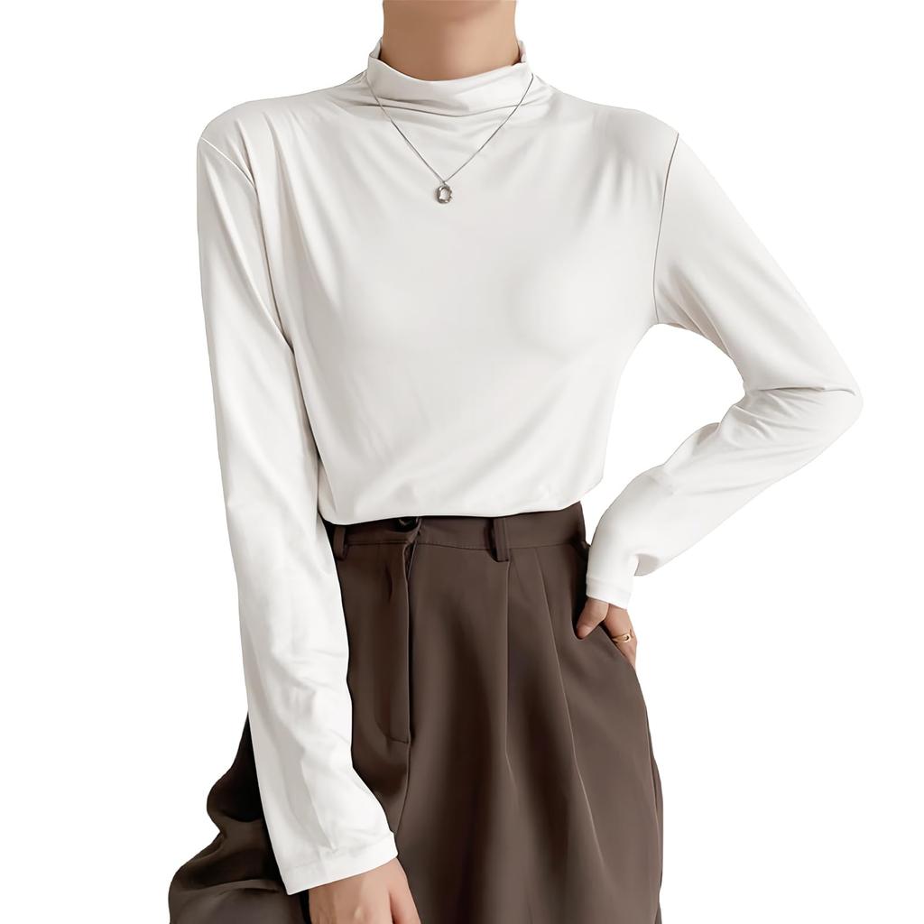 Cold Weather Warm Bottom Long Sleeve Loungewear for Fall and Highly Cold Solid Comfortable [xppe] Women's Underwear, Tops, Innerwear, Innerwear,