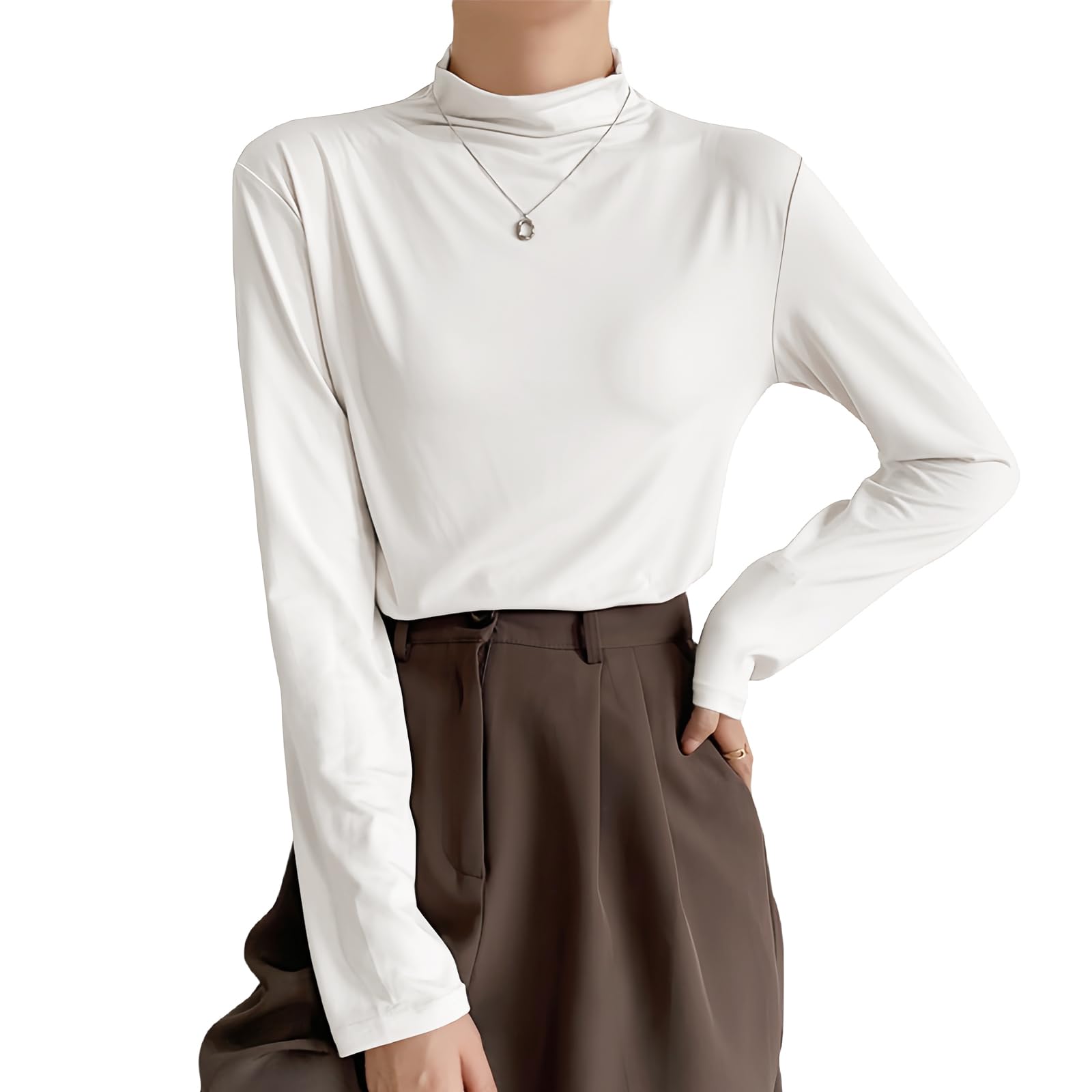 

Теплая одежда для холодной погоды, низ с длинным рукавом для осени и очень холодной погоды, однотонная, удобная [xppe] Женское нижнее белье, Топы, Домашняя одежда, Домашняя одежда, белый