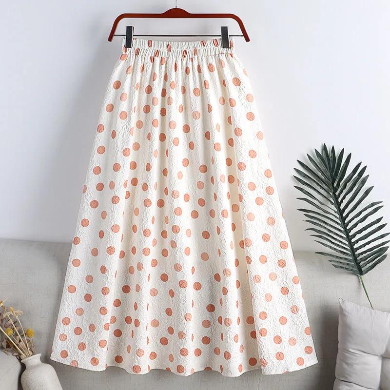 Women's Summer Fresh Floral Polka Dot Half-body Skirt Elastic Waist Simple Commuter Skinny Skirt