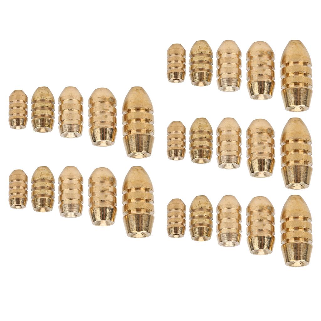 25Pcs Fishing Sinker Bullet Copper Lure Bait Falling Weights Set for Angling Accessories