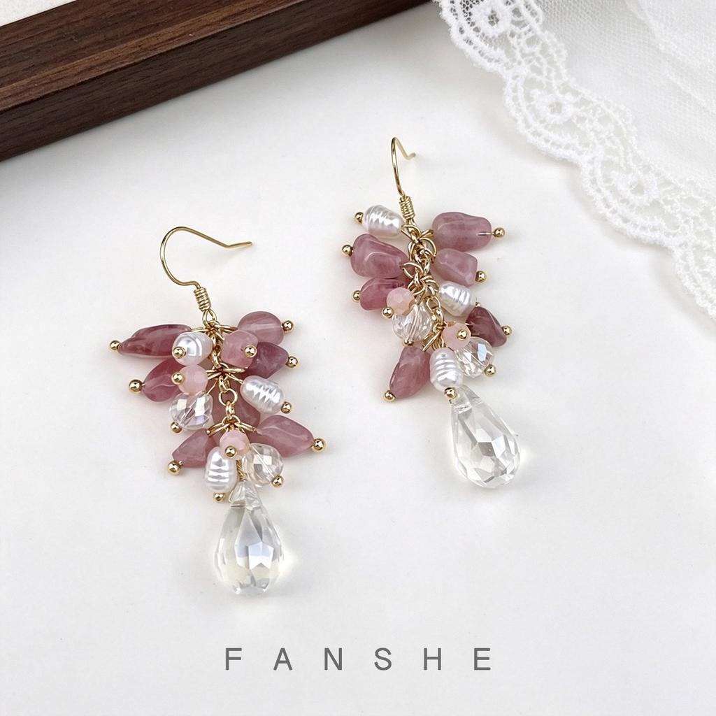 "Zixiao Condensation" Mori Super Immortal Crystal Fringed Earrings Handmade Beaded Earrings Women's Long New Chinese Earrings