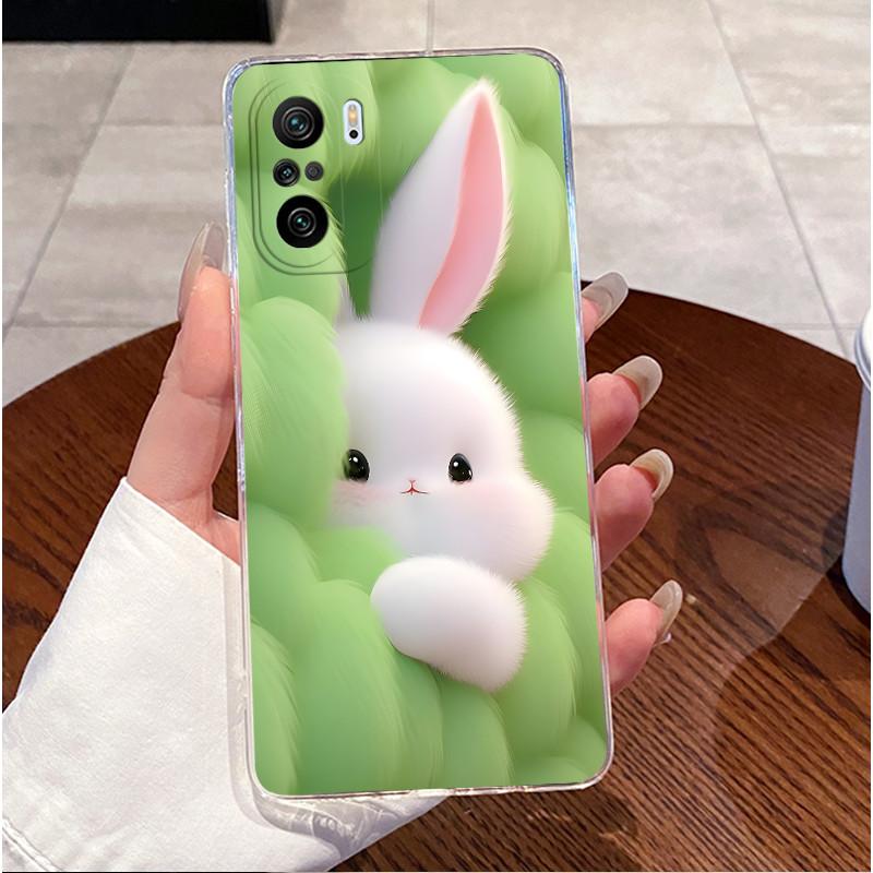 Case For Xiaomi Poco F3 Casing Clear Silicone Luxury Cute Love Rabbit Funny Pattern Soft TPU Cover Poco F3 F 3 PocoF3 Phone Case