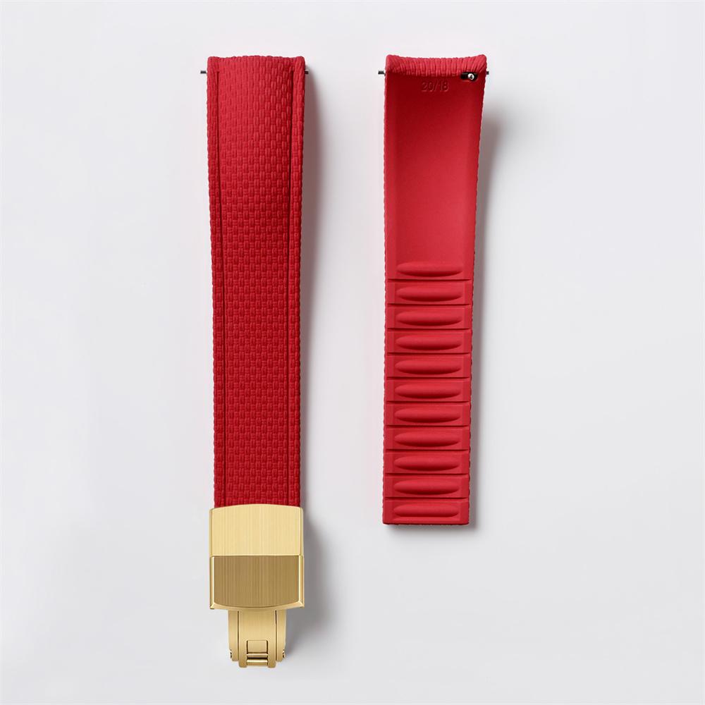 FKM Watch Band Fluoro Rubber Strap 18/19/20/21/22/24mm Quick Release Folding Clasp Cut To Size Replace Watch Bracelet for Men Women