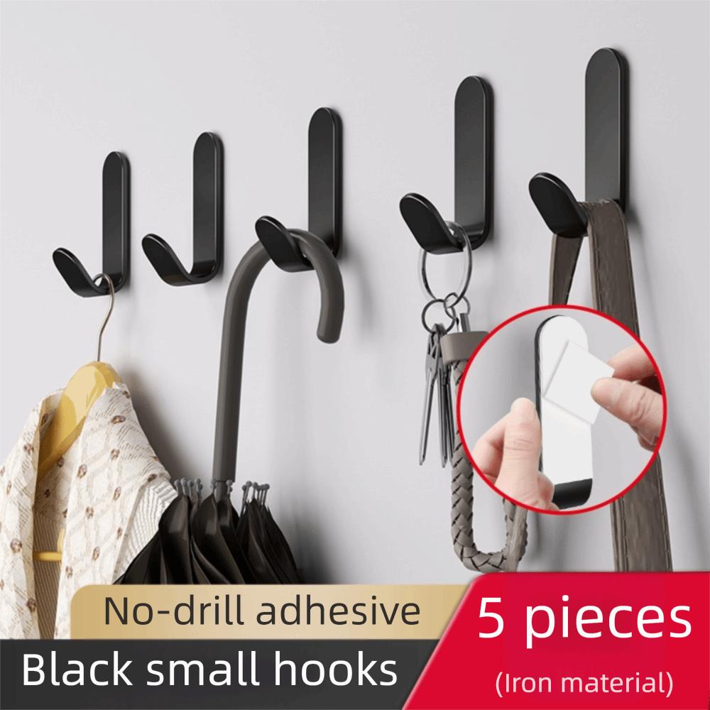 5 Pcs Strong Adhesive Wall Organizer Hook J-hook Design Waterproof Adhesive Hanging Hook Multi-purpose Storage Rack