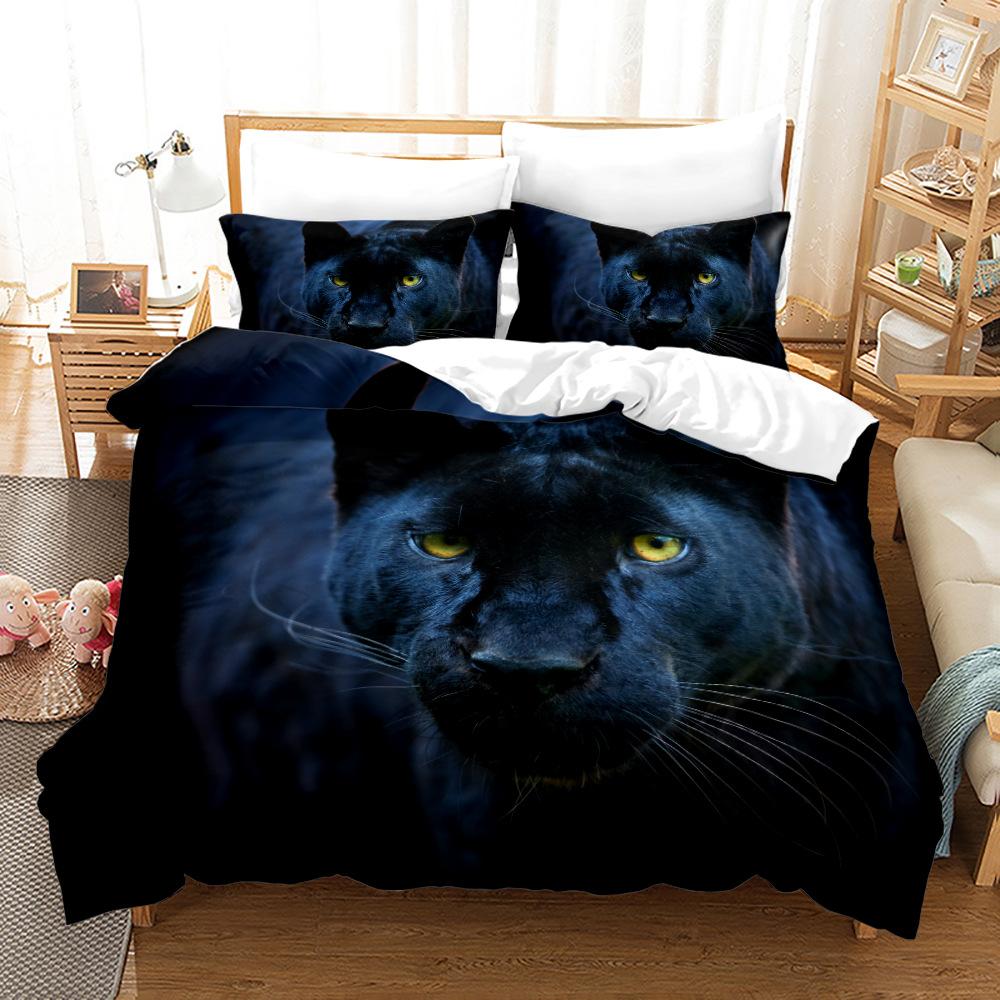 Leopard Duvet Cover Set King Size 3D Animal Print Bedding Set Wildlife Polyester Comforter Cover Set Red Rose For Kids Boys Girl