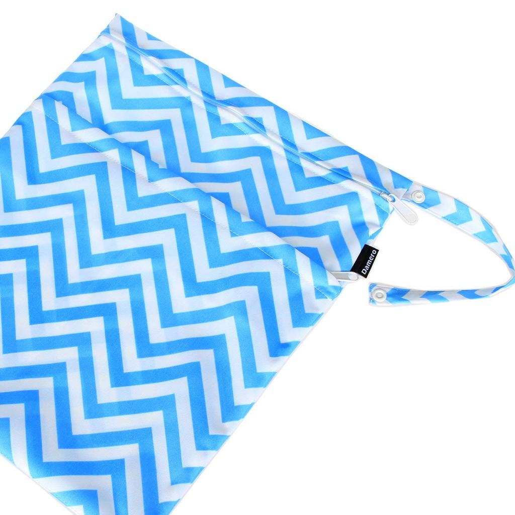 Damero Wet Bag Bath and Great for the Hot and Yellow Wave Blue (Waterproof) 2-Piece Set Clothes, Diapers, Towels, Swimsuit, Supplies, Meals.