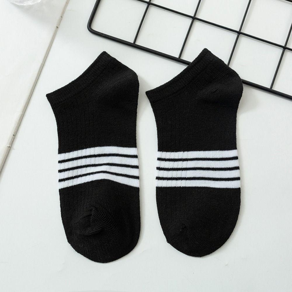10Pairs Cotton Striped Invisible Socks Breathable Men's Tube Socks Ankle Thin Socks  Sport
