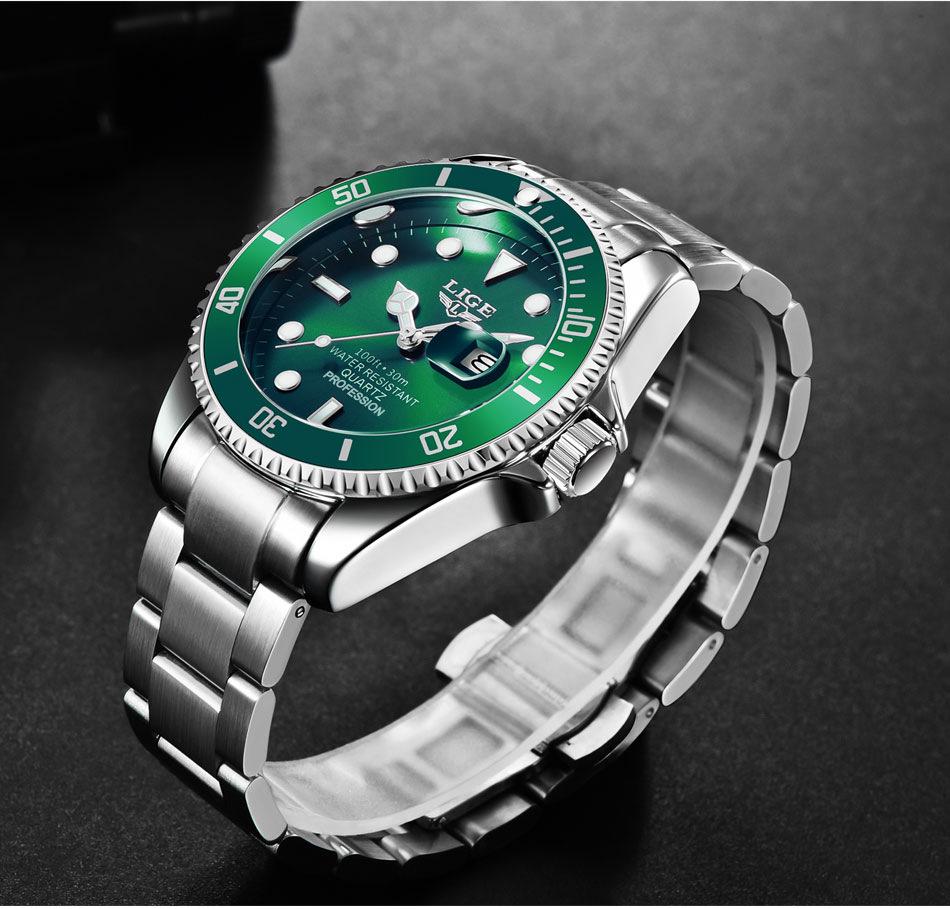Orologio da Uomo Quarzo Fantasma Verde: Luminoso, Impermeabile, con Calendario - Stile Business di Alta Gamma.
