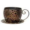 12 Inch Antique Metal Teacup Planter with Drainage Holes Decorative Rustic Iron Planter Weatherproof for Terrace Patio Yard