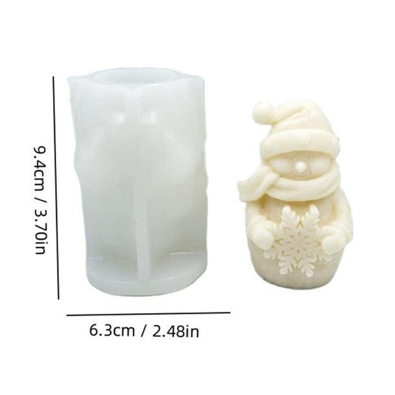 Christmas Silicone Candle Mould Snowman Shape Easy Releases Designs Handmade Gift For Holiday Decoration