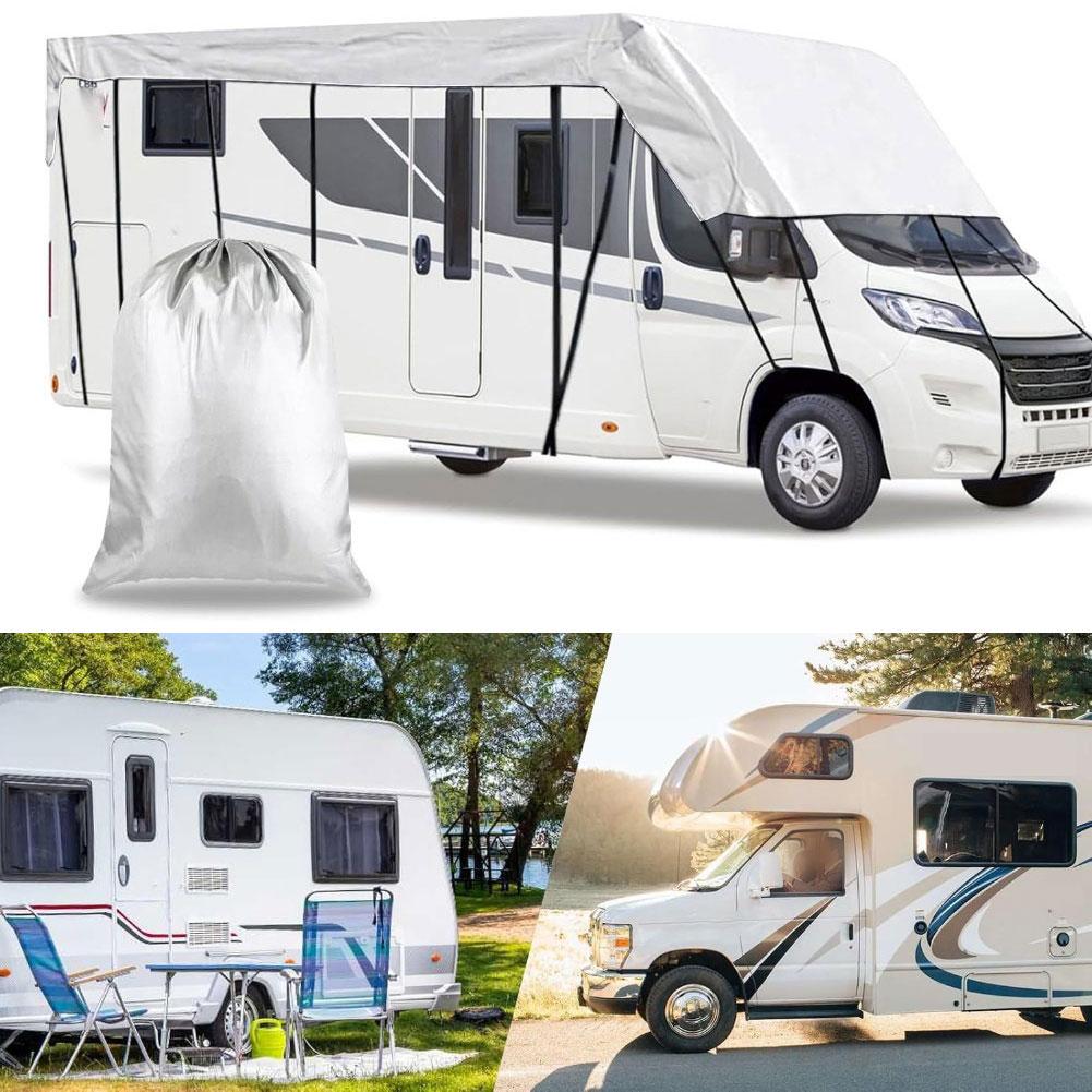 6.5-8.5M RV Caravan Camping Roof Protective Cover Waterproof Dustproof Canvas UV Protection Sunshade Sunproof RV Canopy Cover