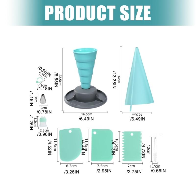 Foldable Pastry Cup Set with Multiple Nozzle Shape for Cake Decorating and Easy Storage Design