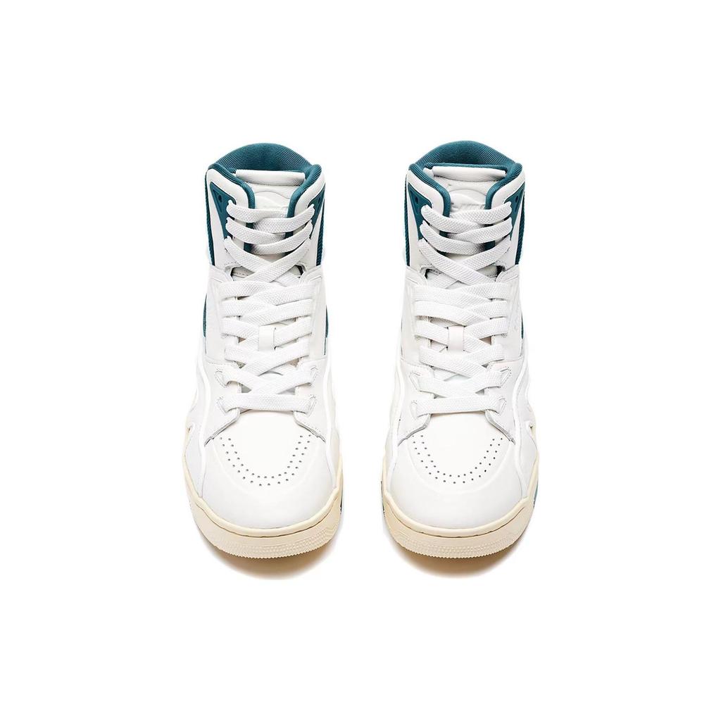 Li Ning Fabric Leather 005 Classic Retro Color Block Sports Casual Breathable High-Top Sneakers Women Sneakers White ALFR166-1