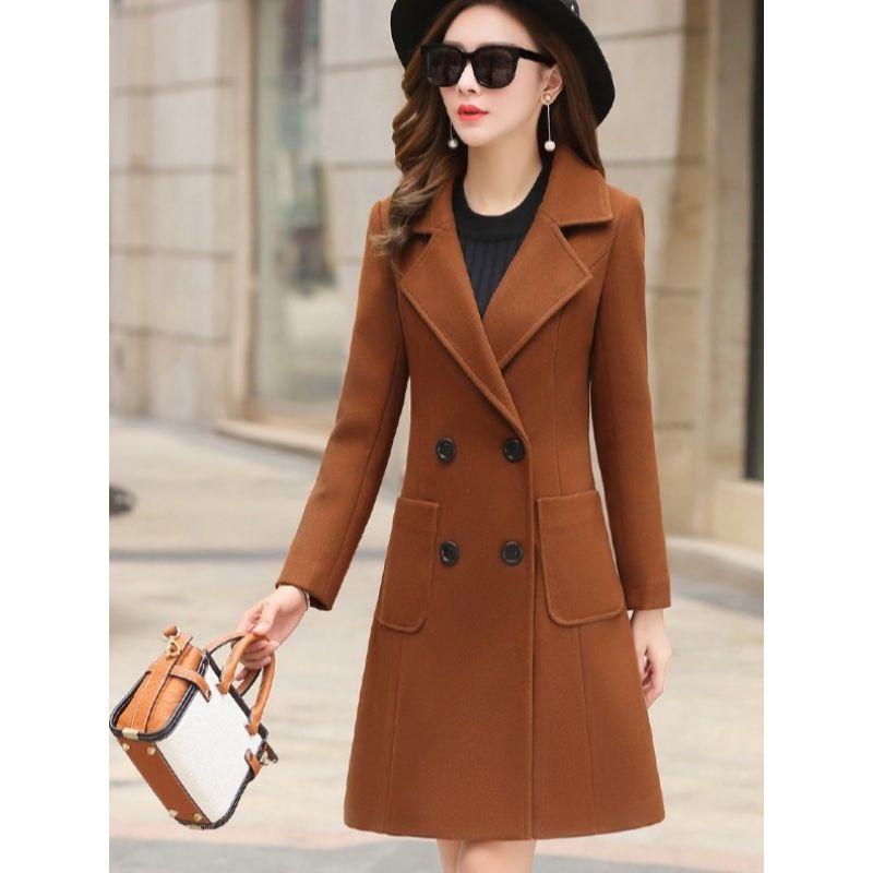 Work Clothing Double Breasted Slim-Fit Woolen Coat Suit Collar
