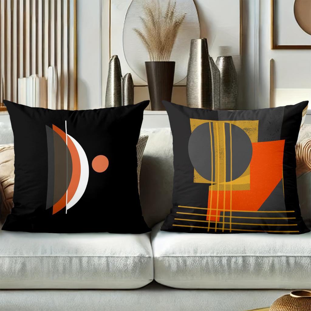 Modern Abstract Pattern Black Decorative Throw Pillows Polyester Pillowcase, Sofa Decorative Cushion Cov Headboard Pillow