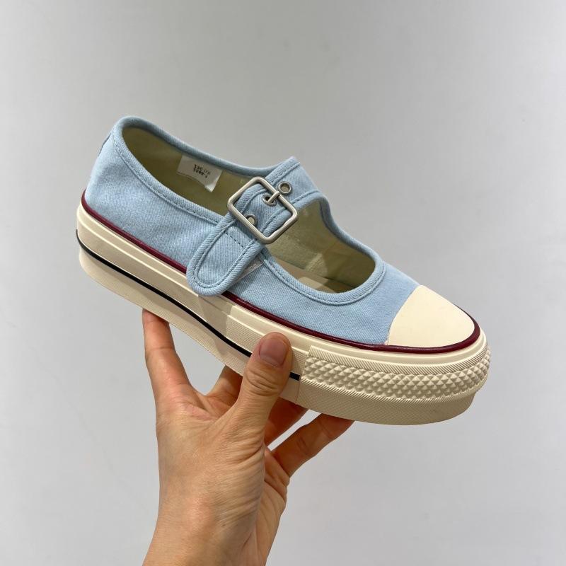 

Too Korean! 2025 summer new fashion platform Mary Jane women s shoes flat canvas shoes versatile sports and leisure shoes 40 синий