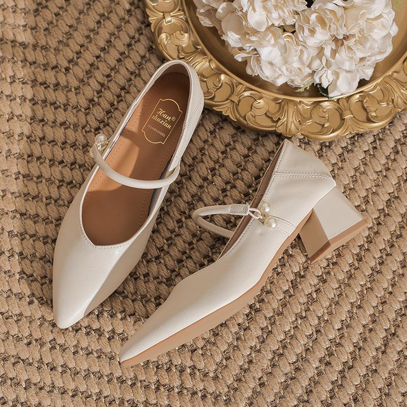 Elegant French Pearl Mary Jane Heels - Retro Hong Kong Style Skirt & Cheongsam Match