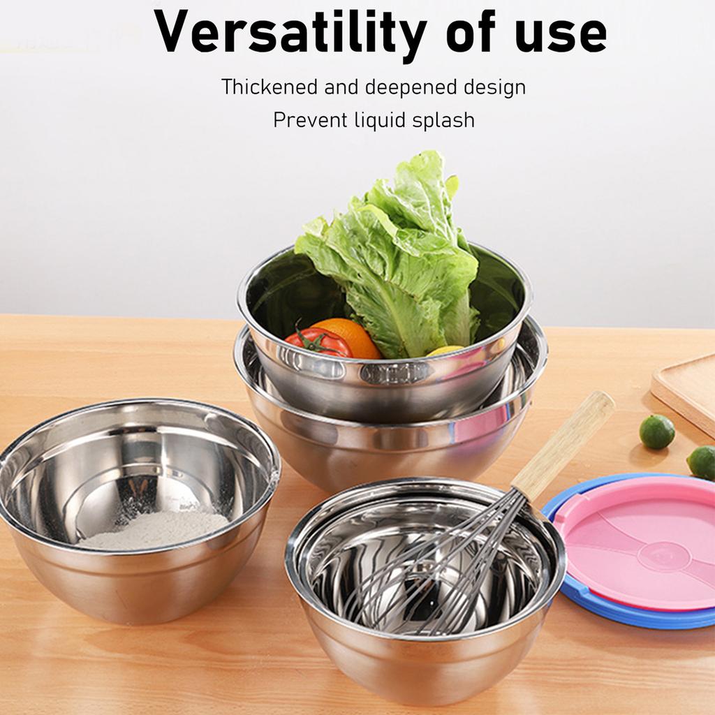 Rührschüssel 5 Stück Vorbereitungsschalen Edelstahl Hitzebeständig Luftdichte Deckel Rührschüsseln Stapelbar Einfache Reinigung zum Backen