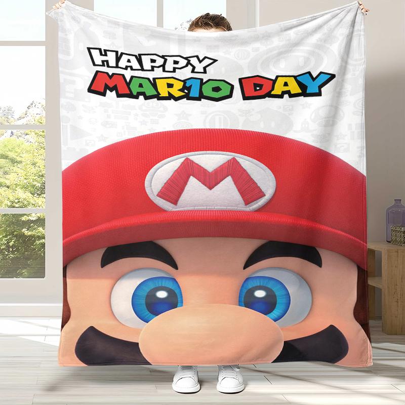 Retro M-Mario Bros Game Cartoon Flannel Blanket,Ultra Soft Warm Plush Throw for Home Bedroom Bed Sofa Cover Camping Picnic gift