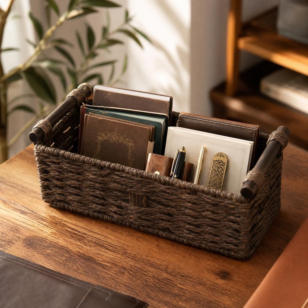 Woven Storage Basket 1 Pack - Decorative for Home Shelf and