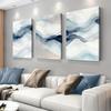 3PC, Modern Minimalist Abstract Canvas Decorative Painting with Blue and White Gradient Wave Texture, Living Room Entrance Backg