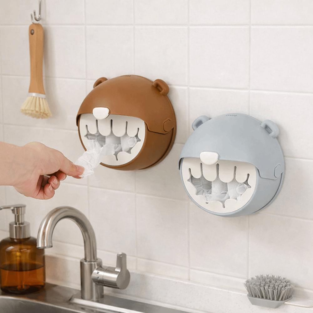 Bear Shape Plastic Wrap Storage Box Punch-Free Fresh Keeping Bags Dispenser  Bathroom
