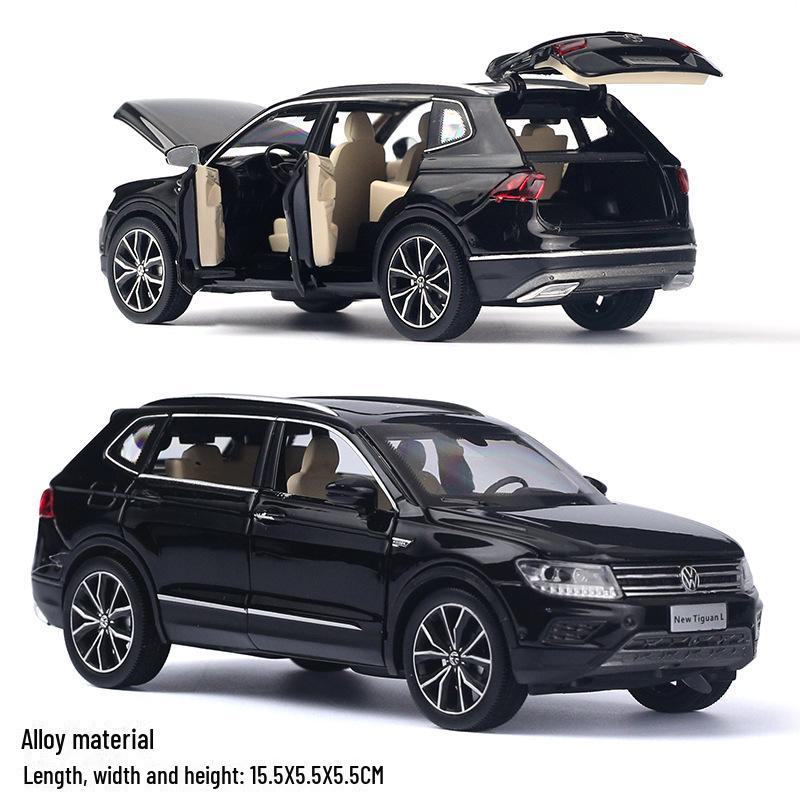 1/32 Volkswagen Tiguan L Alloy Model Toy Car with Pull-Back, Sound, Light, and Six-Doors - Boxed Off-Road Vehicle.