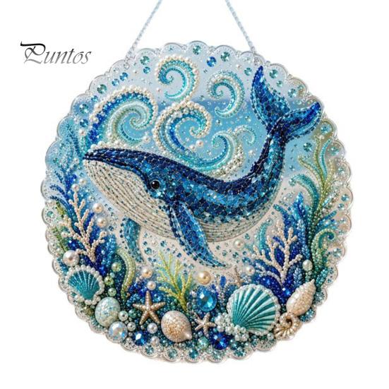 Beach Style Home Decor Coastal Faux Pearl Painting Kit, Ocean Theme Art DIY Sparkling Gemstone Crafting Sea Animal Ornament Craft Kit for Adults
