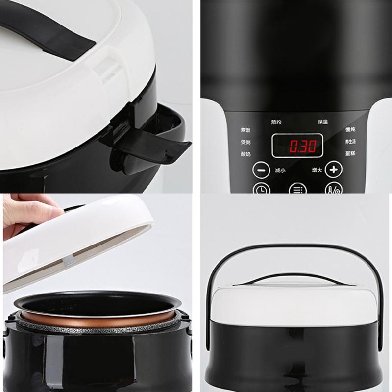 Electric Lunch Box 2L Travel Rice Cooker Small 12V 24V for Car Cooking Soup Porridge Rice Heating Keeping Warm Function