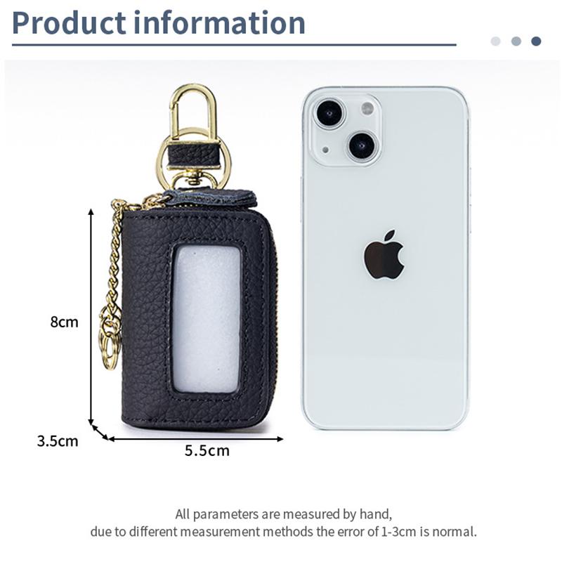 Portachiavi in Vera Pelle Uomo e Donna Borsa per Chiavi Auto Multifunzione Doppia Cerniera Custodia per Chiavi Moda Portachiavi per Casa da Donna