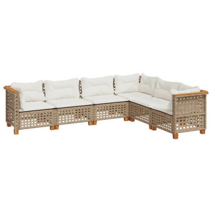 VidaXL Salon de jardin avec coussins 6 pcs beige résine tressée 3261862