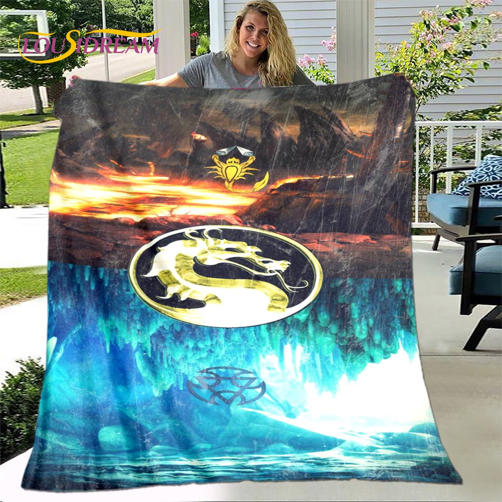 New Cartoon Mortal Kombat Blanket,Flannel Blanket Throw Blanket,Soft Warm Blanket for Living Room Bedroom Beds Sofa Decor Gift
