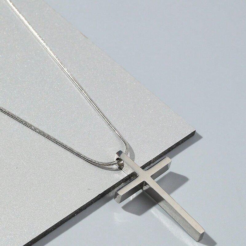 

Stainless Steel Cross Collarbone Chain for Men Women, Minimalist Polished Pendant Necklace, Unisex Simple Layered Jewelry Gift