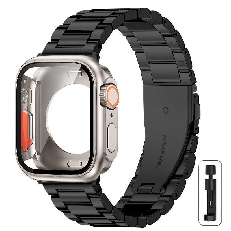 Change to Ultra Case+Band For Apple Watch 40mm 44mm 41mm 45mm Metal Stainless Steel strap for iWatch series Series 98 7 6 SE 5 4