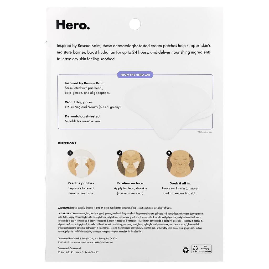 Hero Cosmetics Rescue Patch, 6 Cream Patches
