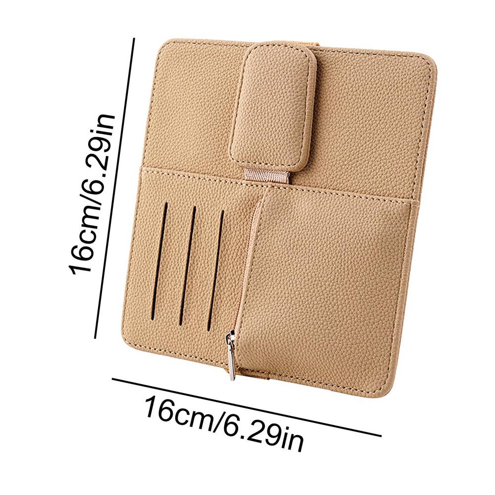 Car Visor Storage Organizer PU Leather Automobile Visor Document Holder Car Document Pockets Multifunctional Car Interior