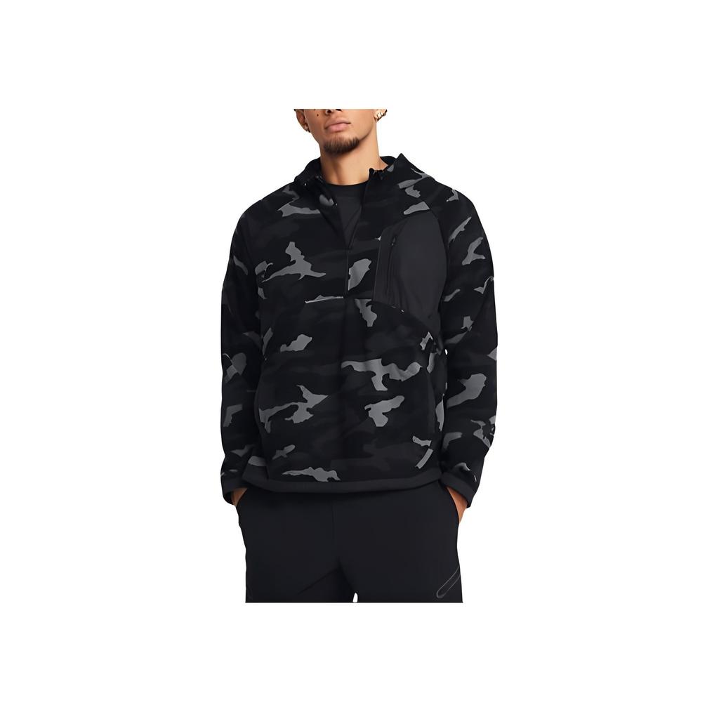Under Armour Microfleece Printed Hoodie Camouflage Print Zip Pocket Long Sleeve Sweatshirt Men hoodies Black 1378982-001
