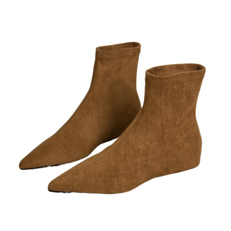 Dámské kotníkové boty špičaté ploché boty 2025 nové zimní elegantní semišové sexy boty šaty párty žena zapatos mujer botas