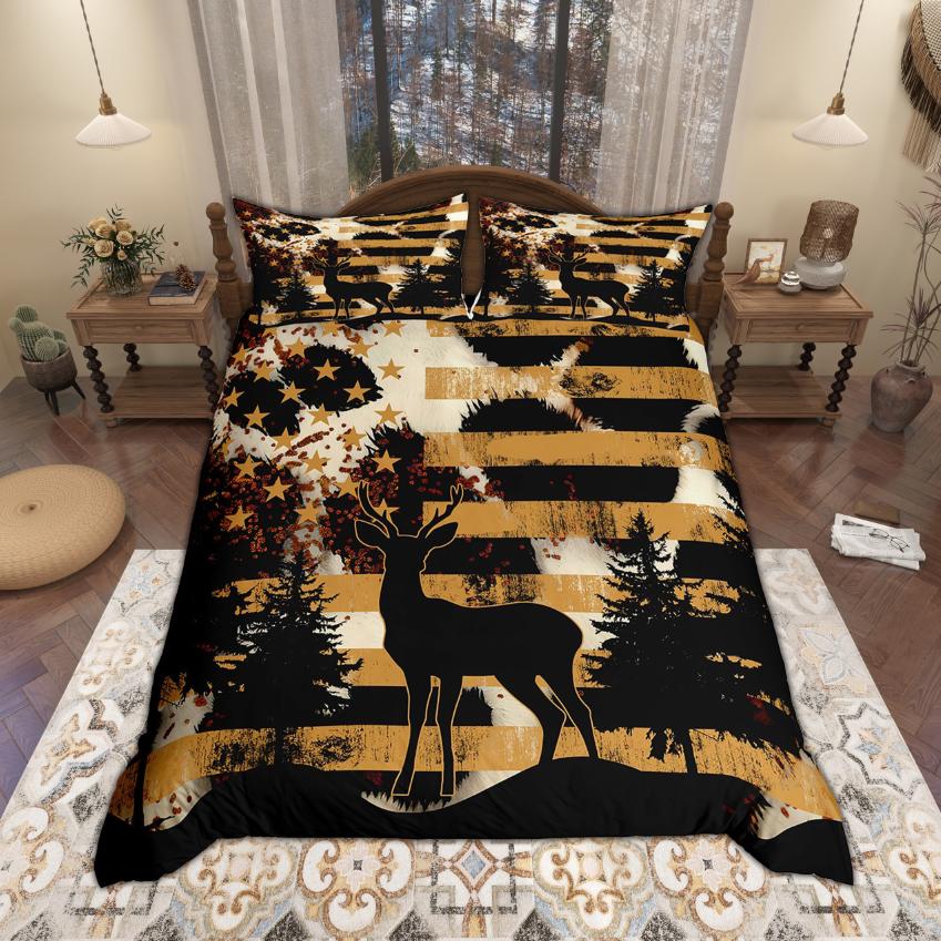 Comforter Homewish Rustic Farmhouse 2Pcs/3Pcs Woodland Animal Bedding Jungle Wildlife Set Comforter (quilt)-EU Single(135*200cm)3pcs