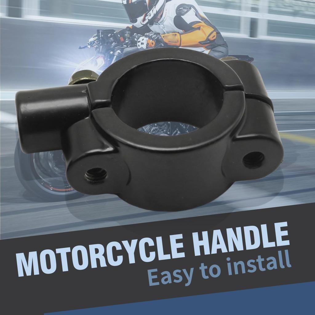 Aynaxcol 1" 25mm Mirror Thread Motorcycle Handlebar 10mm Mirror Thread Mount Holder Clamp Adapter Black