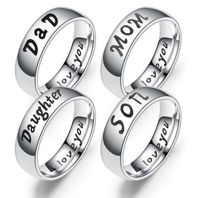 European & American Style Family Ring Set: Love for Mom, Son, Daughter