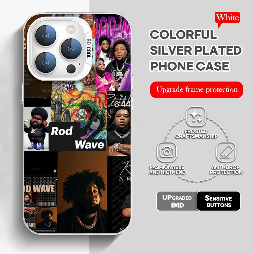 Rod Wave Rapper Phone Case White IMD Colorful Silver Suitable soft case for iPhone 16 15 14 13 12 11 XS Pro Max