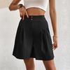 2025 Summer Elegant European & American High-Waisted Wide-Leg Women's Shorts