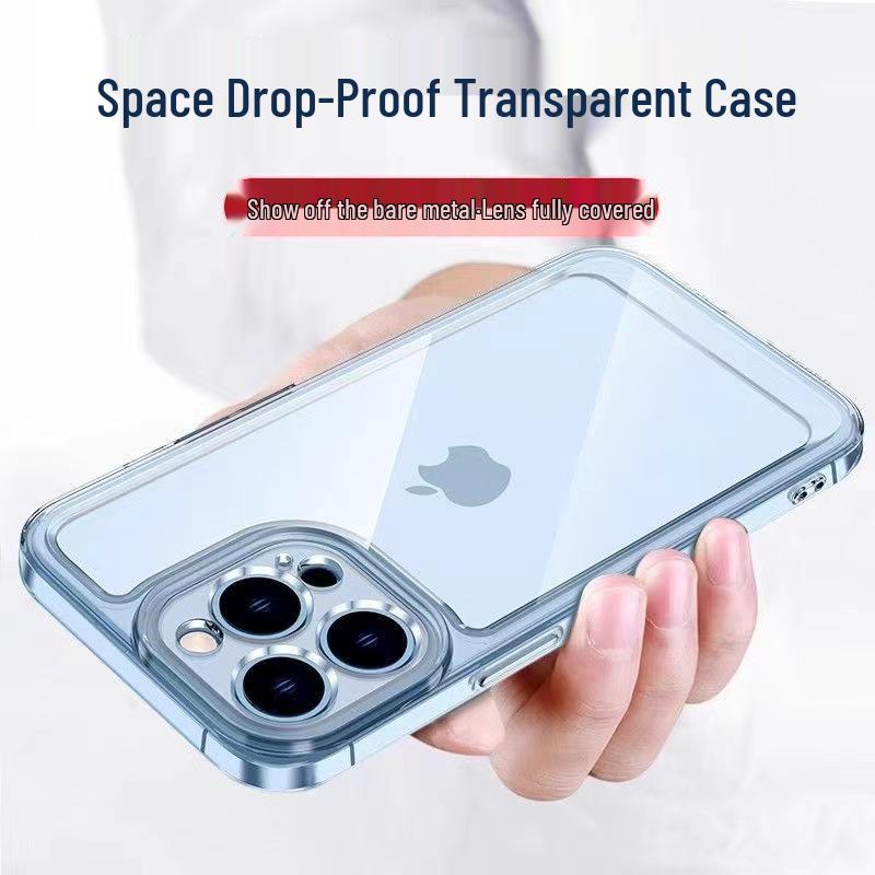 Transparent Drop-Proof Phone Case for iPhone 14/16/16E/Space Pro Max, Full Coverage, Suitable for Apple