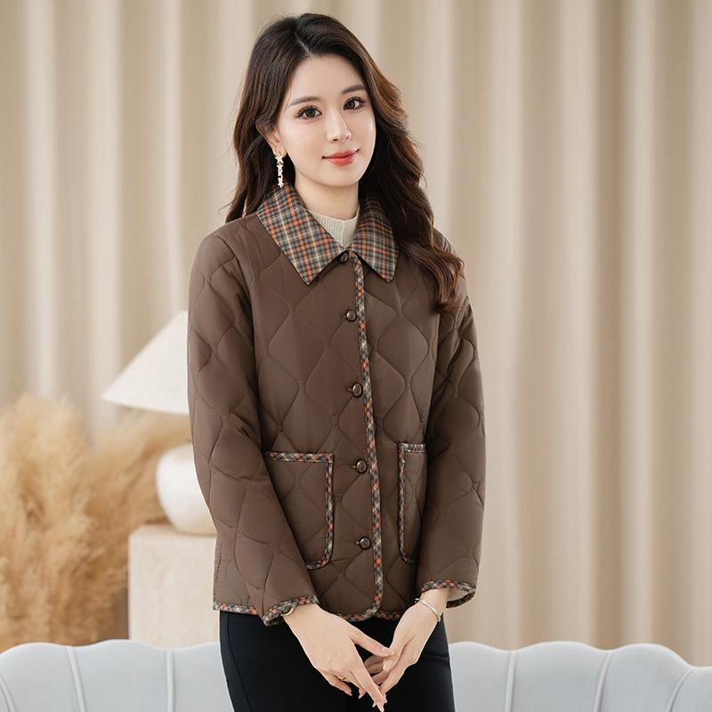 Lightweight Down Jacket  Mature Women's Turn-down  Collar