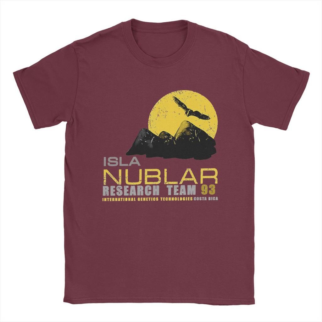 Men T-Shirts Isla Nublar Research Team Vintage 100% Cotton Tees Short Sleeve Jurassics Parks T Shirt Crew Neck Clothes Printed