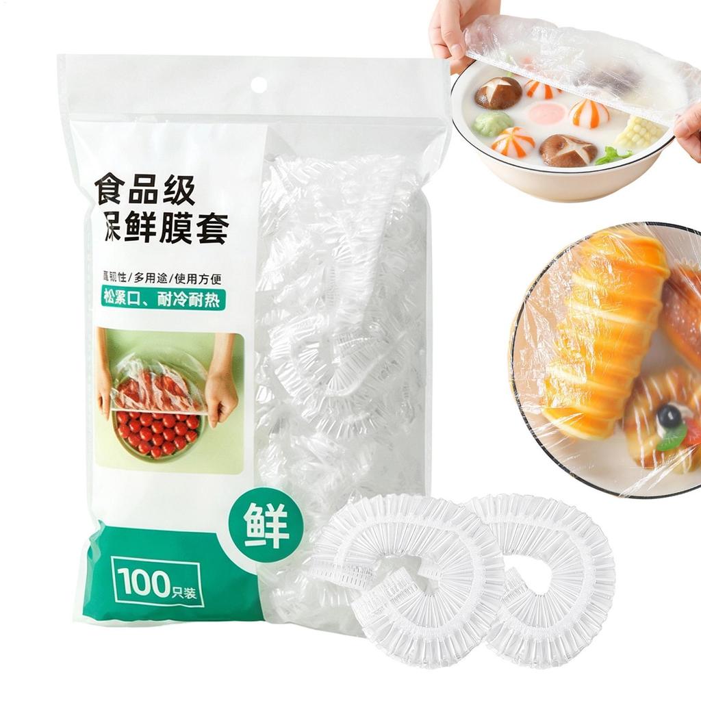 100pcs PE Airtight Reusable Elastic Food Covers Bowl Wrap for Sourdough Fruit Dough Leftover Home Outdoor Meal Prep Bowl Cover