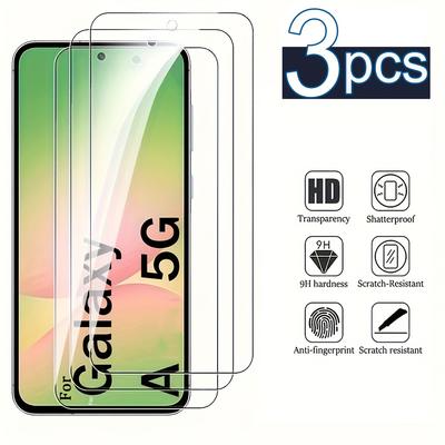 3 pièces Verre Trempé pour Samsung Galaxy A17 A16 A15 A14 A07 A06 A05S Galaxy A56 A55 A54 A34 A35 5G S25 S24 S23 S21 S20 FE Protection d'Écran Couverture Complète