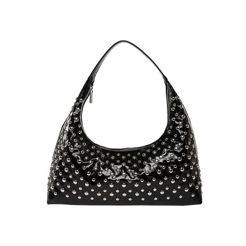 

Retro High-end Commuting Armpit Bag Women s 25 Unique Rivet Design Large Capacity Shoulder чёрный