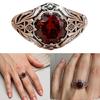 Roter Edelstein Gotischer Stil Ring Für Damen Herren Punk Mode Schmuck Retro Design Legierung Gefertigt Komfort Passform Bandgröße 7